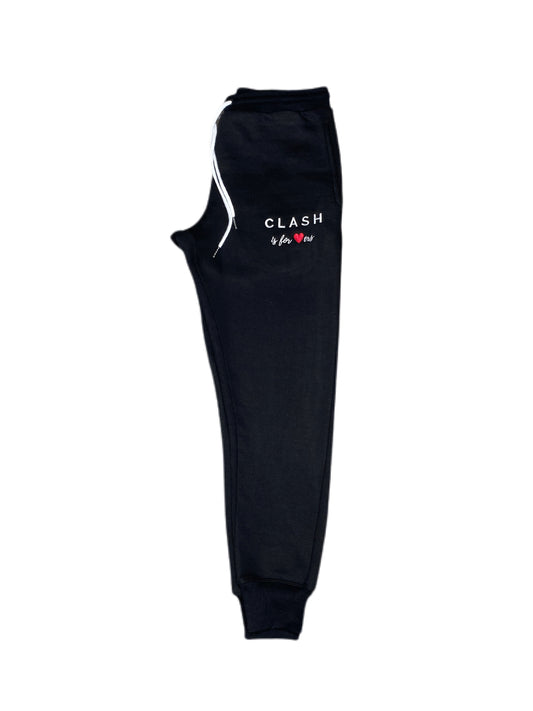 BLACK “CLASH is for Lovers” UNISEX Fleece JOGGERS ONLY