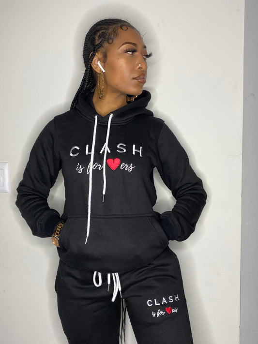 BLACK “CLASH is for Lovers” UNISEX Fleece Hoodie ONLY